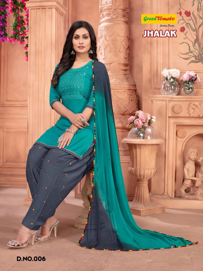 Green Tomato Jhalak Rayon Embroidery Ethnic Wear Ready Made Dress Collection